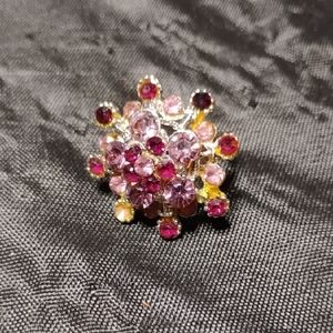 Elegant Pink and Gold Crystal Ring